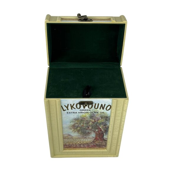 Wine Storage Case Box Beige Wood 2-Bottle Olive Oil Logo - Picture 7 of 9